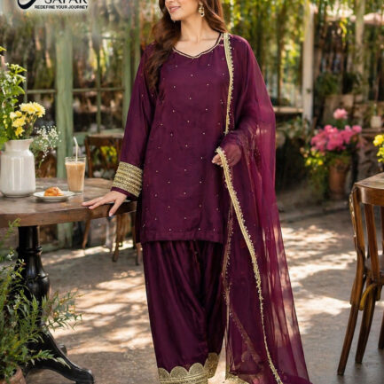 Plum Gota Farshi Set - 3pc