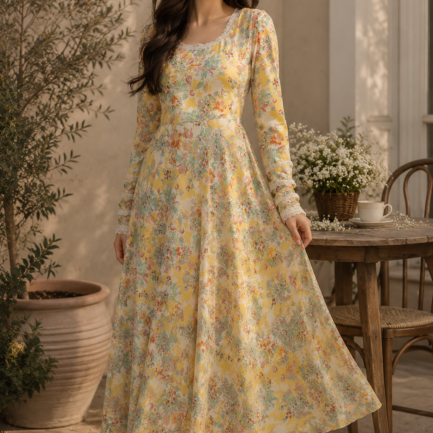 Yellow printed - Long frock
