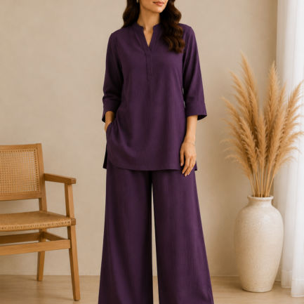 Plum Purple—Bubble Textured  coord set