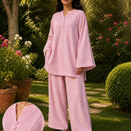 Textured co-ord set— Pink